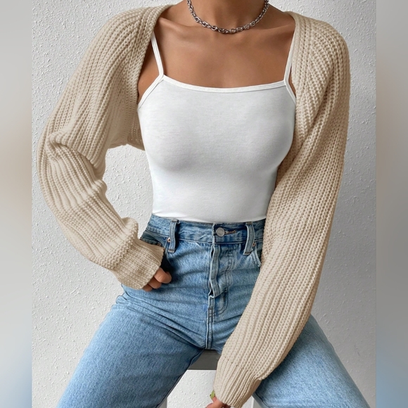 Easy Days Open Front Cardigan - Tan - Picture 2 of 6